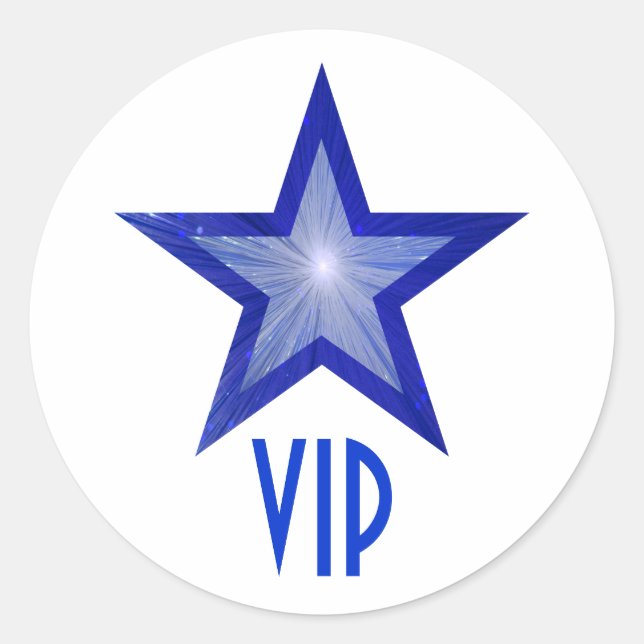 Pegatina redondo Dark Blue Star VIP  blanco (Anverso)
