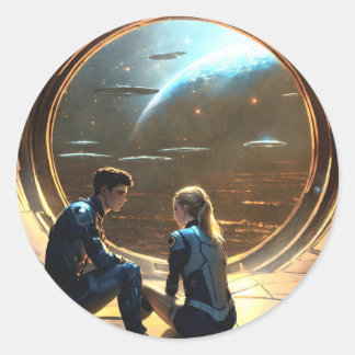 Pegatina redondo de abrazo sombreado