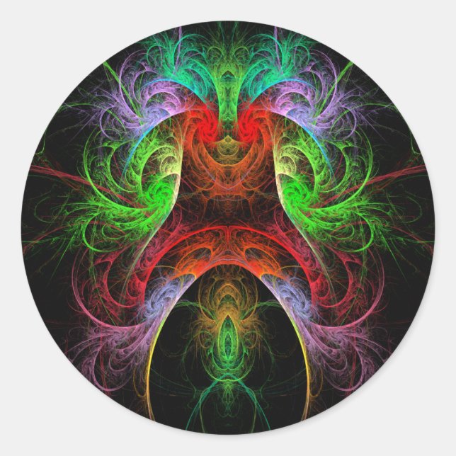 Pegatina Redondo de Arte Abstracto Carnaval (Anverso)