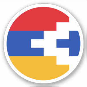 Pegatina redondo de bandera de Artsakh