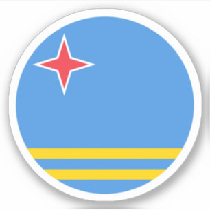 Pegatina redondo de bandera de Aruba