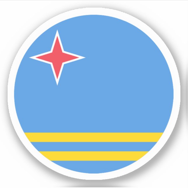Pegatina redondo de bandera de Aruba (Anverso)