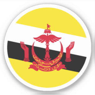 Pegatina redondo de bandera de Brunei