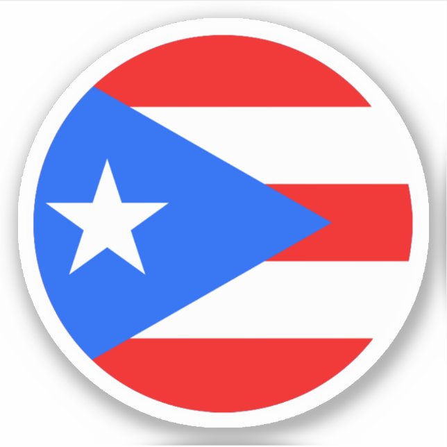 Pegatina redondo de bandera de Puerto Rico (Anverso)