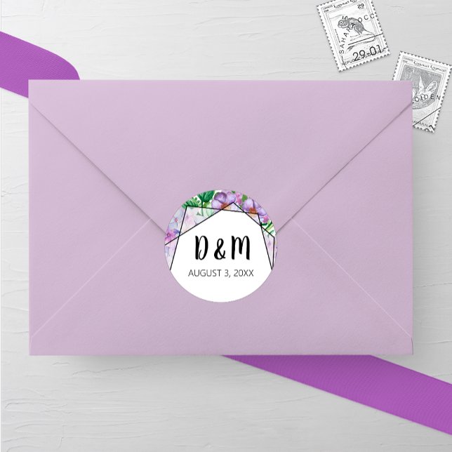 Pegatina redondo de Boda de flores de hidrangea pú (Subido por el creador)