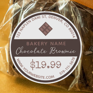 Pegatina redondo de chocolate Brownie Bakery