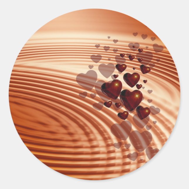 Pegatina redondo de corazones de chocolate (Anverso)
