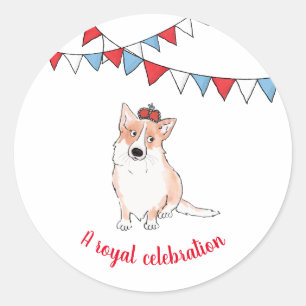 Pegatina redondo de corgi real