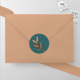 Pegatina redondo de hoja de Boda de hojas de bronc