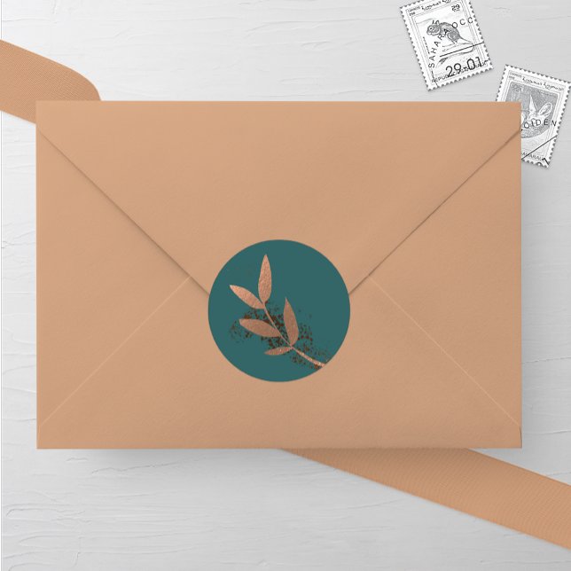 Pegatina redondo de hoja de Boda de hojas de bronc (Subido por el creador)