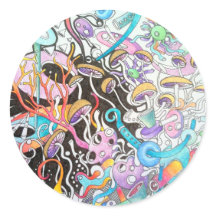 Pegatina redondo de hongos mágicos