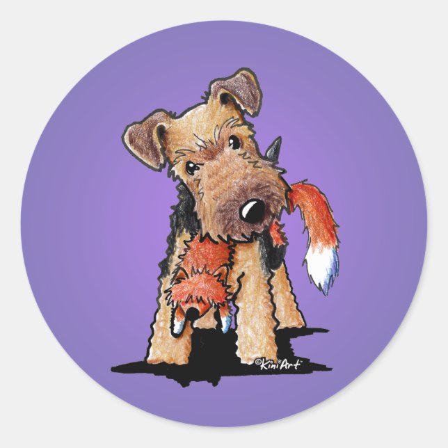 Pegatina redondo de KiniArt Welsh Terrier (Anverso)