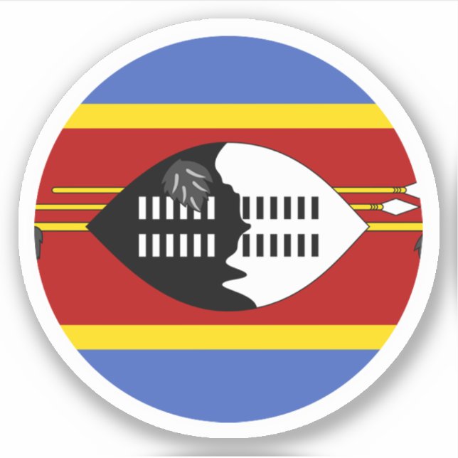 Pegatina redondo de la bandera de Eswatini (Anverso)