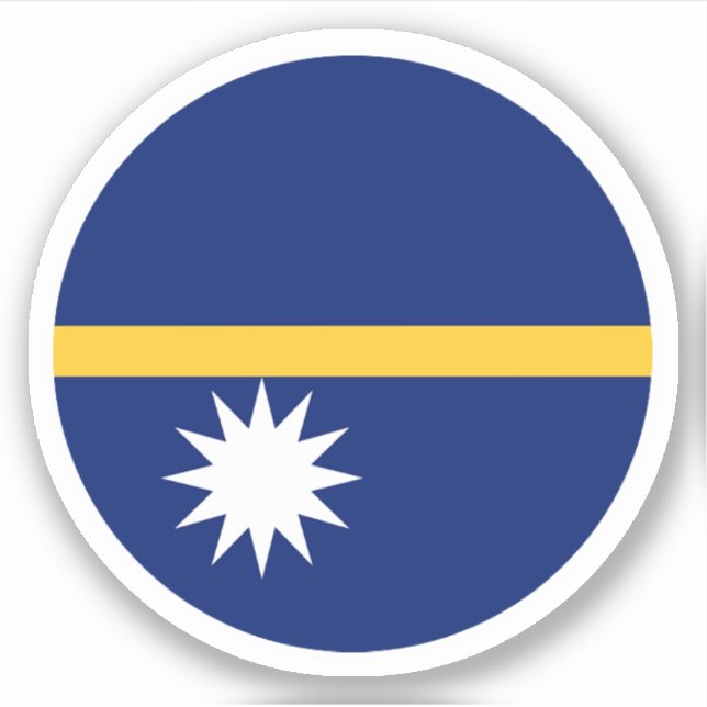 Pegatina redondo de la bandera de Nauru (Anverso)