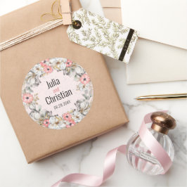 Pegatina redondo de la suite Boda de cinta floral