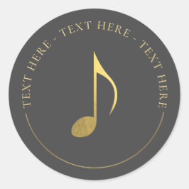Pegatina Redondo De Oro De Música Octava Nota