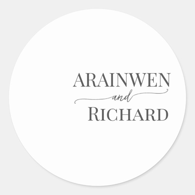 Pegatina redondo de plantilla de texto elegante (Anverso)