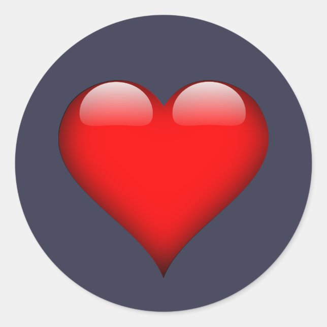 Pegatina redondo de San Valentín rojo brillante, b (Anverso)