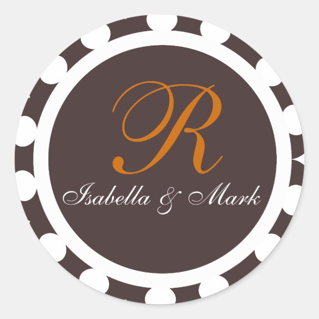 Pegatina redondo de sellos de regalo monograma (Anverso)