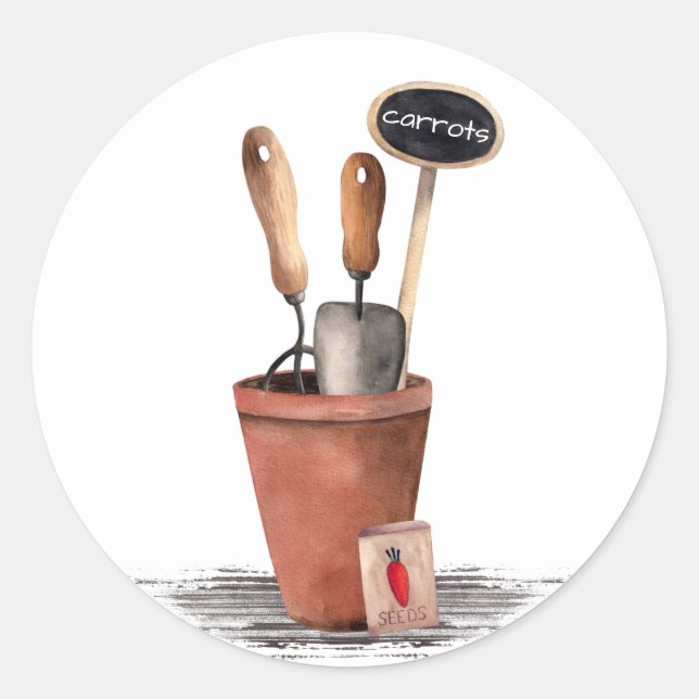 Pegatina Redondo de Terracota de Jardinería (Anverso)