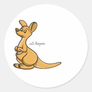 Pegatina redondo de texto de Cute Kangaroo