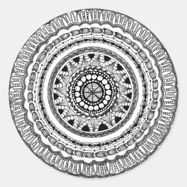 Pegatina redondo de Zendala "Queste" (Anverso)