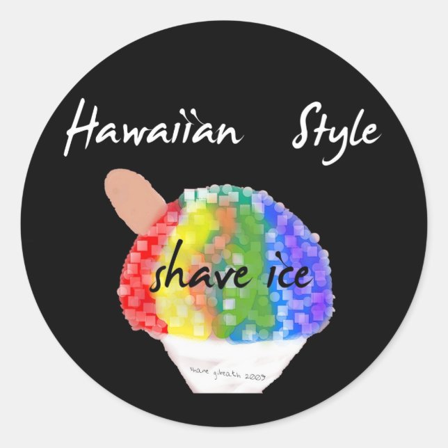 Pegatina redondo del estilo del hielo hawaiano del (Anverso)