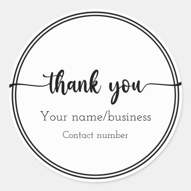 Pegatina redondo editable de agradecimiento/etique (Anverso)