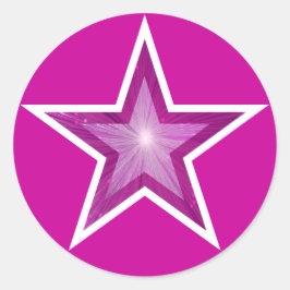 Pegatina redondo Estrella rosa