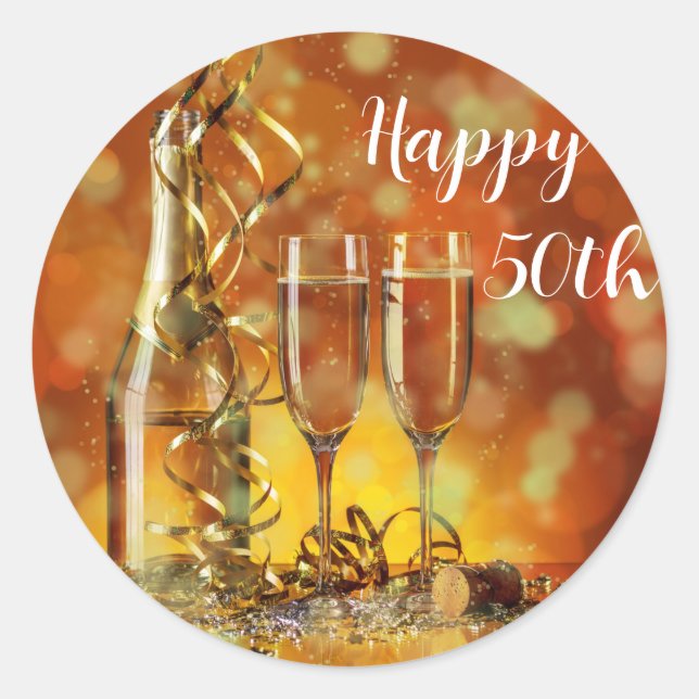 Pegatina redondo feliz 50 años (Anverso)