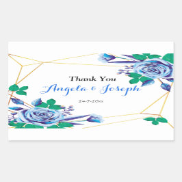 Pegatina redondo floral azul geométrico de marco d