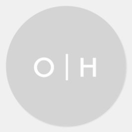 Pegatina redondo gris simple | iniciales/monograma