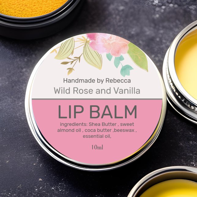 Pegatina redondo lip Balm Pink Floral Classic (Subido por el creador)