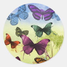 Pegatina redondo, MARIPOSAS GLOBALES, grandes, de