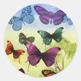 Pegatina redondo, MARIPOSAS GLOBALES, grandes, de 