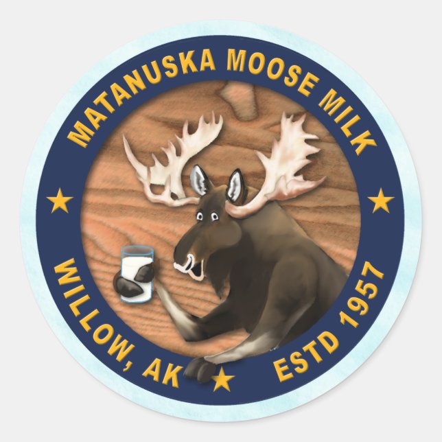 Pegatina redondo Matanuska Moose Milk Classic (Anverso)
