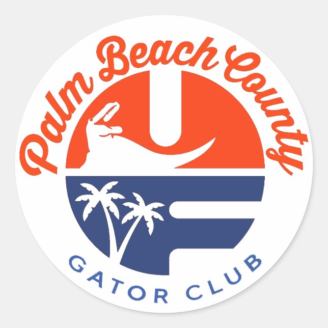 Pegatina redondo Palm Beach County Gator Club® (Anverso)