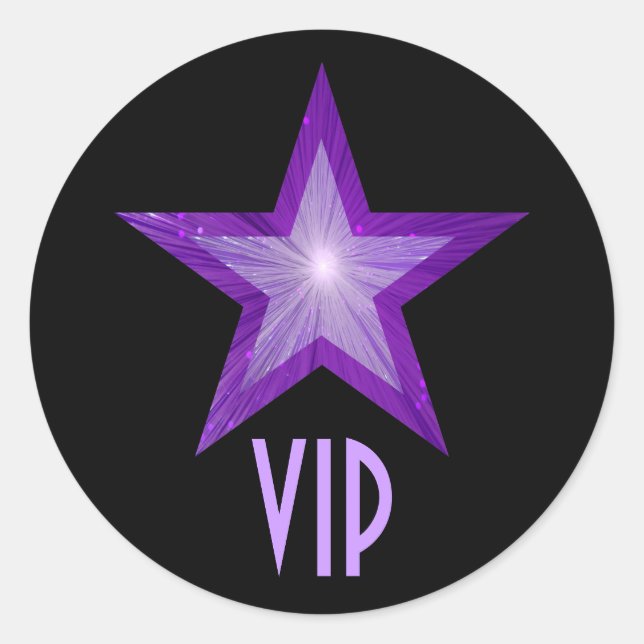 Pegatina redondo Purple Star VIP negro (Anverso)