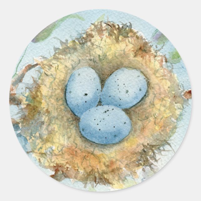 Pegatina redondo "Robin's Nest" (Anverso)