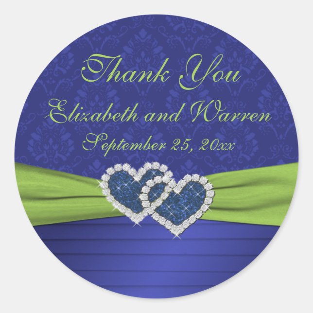 Pegatina redondo Royal Blue y Chartreuse de 3" (Anverso)