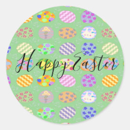 Pegatina redondo simple y verde de Pascua clásica