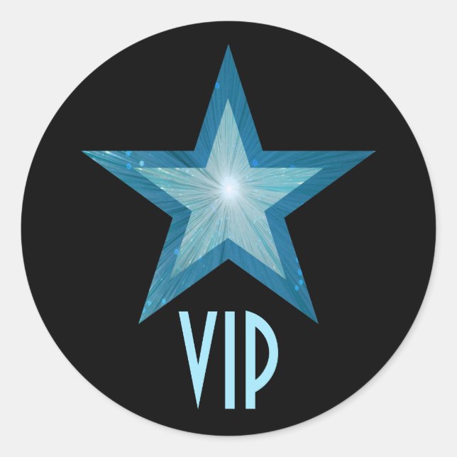 Pegatina redondo VIP de estrella azul negro (Anverso)