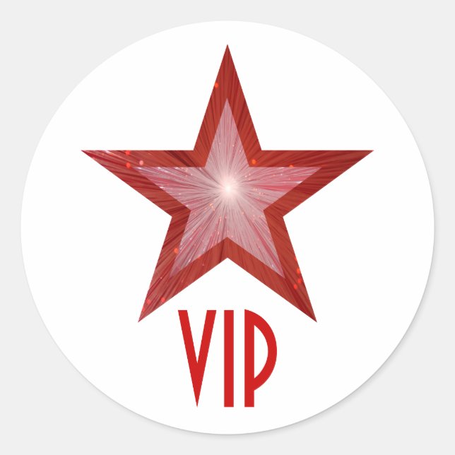 Pegatina redondo VIP de Estrella Roja blanco (Anverso)