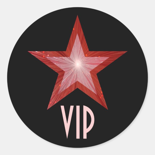 Pegatina redondo VIP de Estrella Roja negro (Anverso)