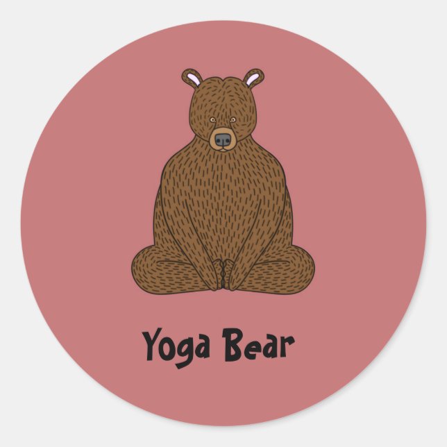 pegatina redondo "Yoga Bear" (Anverso)