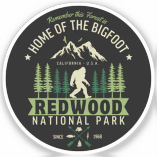 Pegatina Redwood National Park Home of the Bigfoot