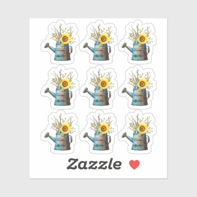 Pegatina Regadera Rústica de Girasoles para Jardín Hoja de  (Hoja)