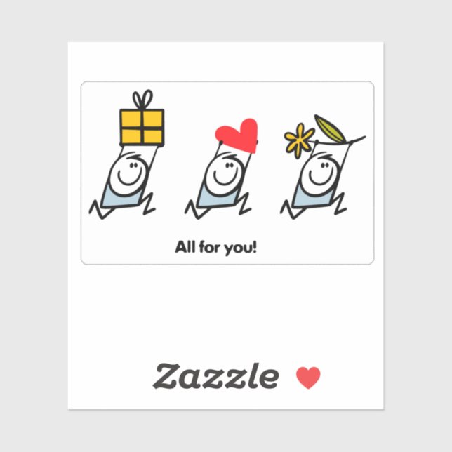 Pegatina Regalo, corazón y flor (Hoja)