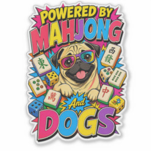 Pegatina Regalo de arte pop divertido de Pug impulsado por