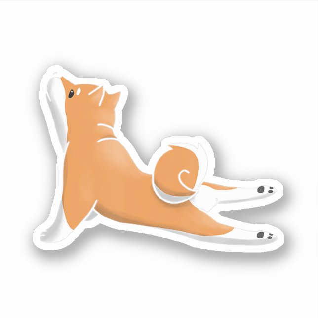 Pegatina regalo de cumpleaños de yoga para perro shiba inu (Anverso)
